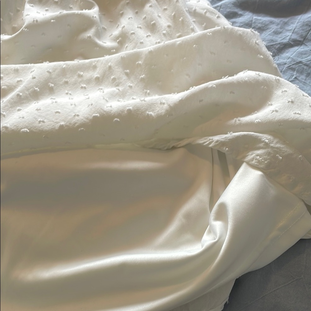 Warehouse One White Ruffled Midi Flutter Sleeve Sundress, size L - Picture 12 of 14